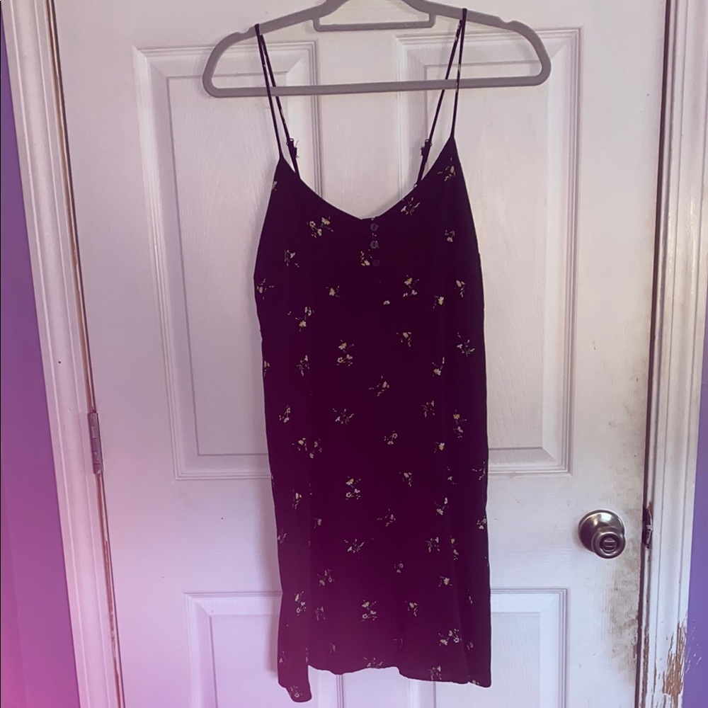Floral Black Spaghetti Strap Dress